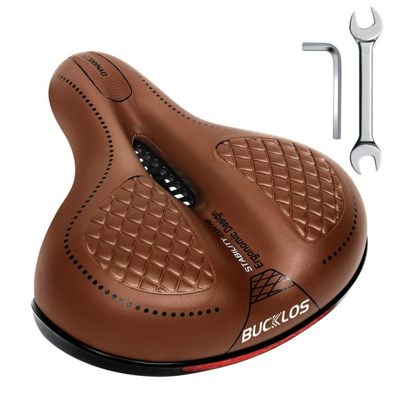 BUCKLOS Comfortable Bike Seat Cushion for Men Women Wide Bicycle Saddle Soft Memory Foam Padded Replacement Seats Fit for Peloton, Exercise Bikes, Ebike,Cruiser