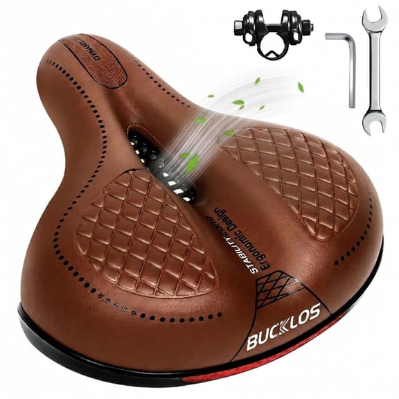 BUCKLOS Comfortable Bike Seat Cushion for Men Women Wide Bicycle Saddle Soft Memory Foam Padded Replacement Seats Fit for Peloton, Exercise Bikes, Ebike,Cruiser
