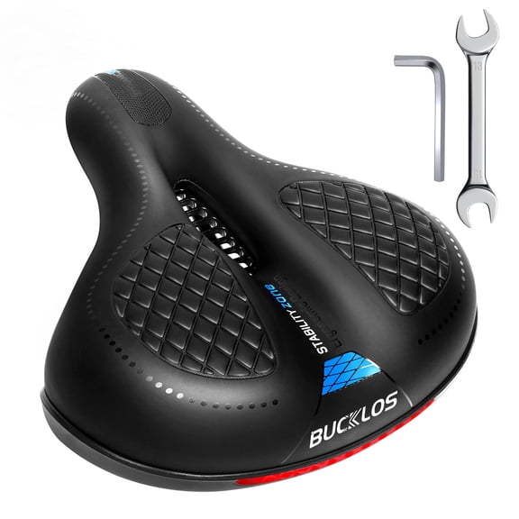 BUCKLOS Comfortable Bike Seat Cushion for Men Women Wide Bicycle Saddle Soft Memory Foam Padded Replacement Seats Fit for Peloton, Exercise Bikes, Ebike,Cruiser