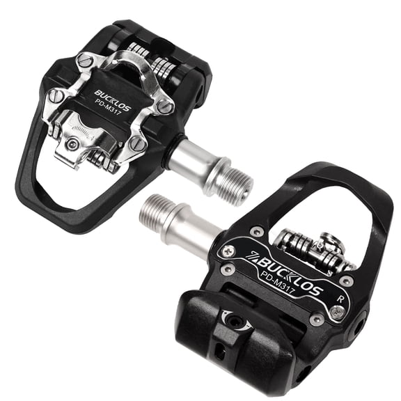 BUCKLOS Dual Side Pedal Fit Look Delta Peloton Replacement Pedals - Bike Clip Pedales Compatible with Shimano SPD for Indoor Bicycle，Outdoor Road Cycling （9/16''）