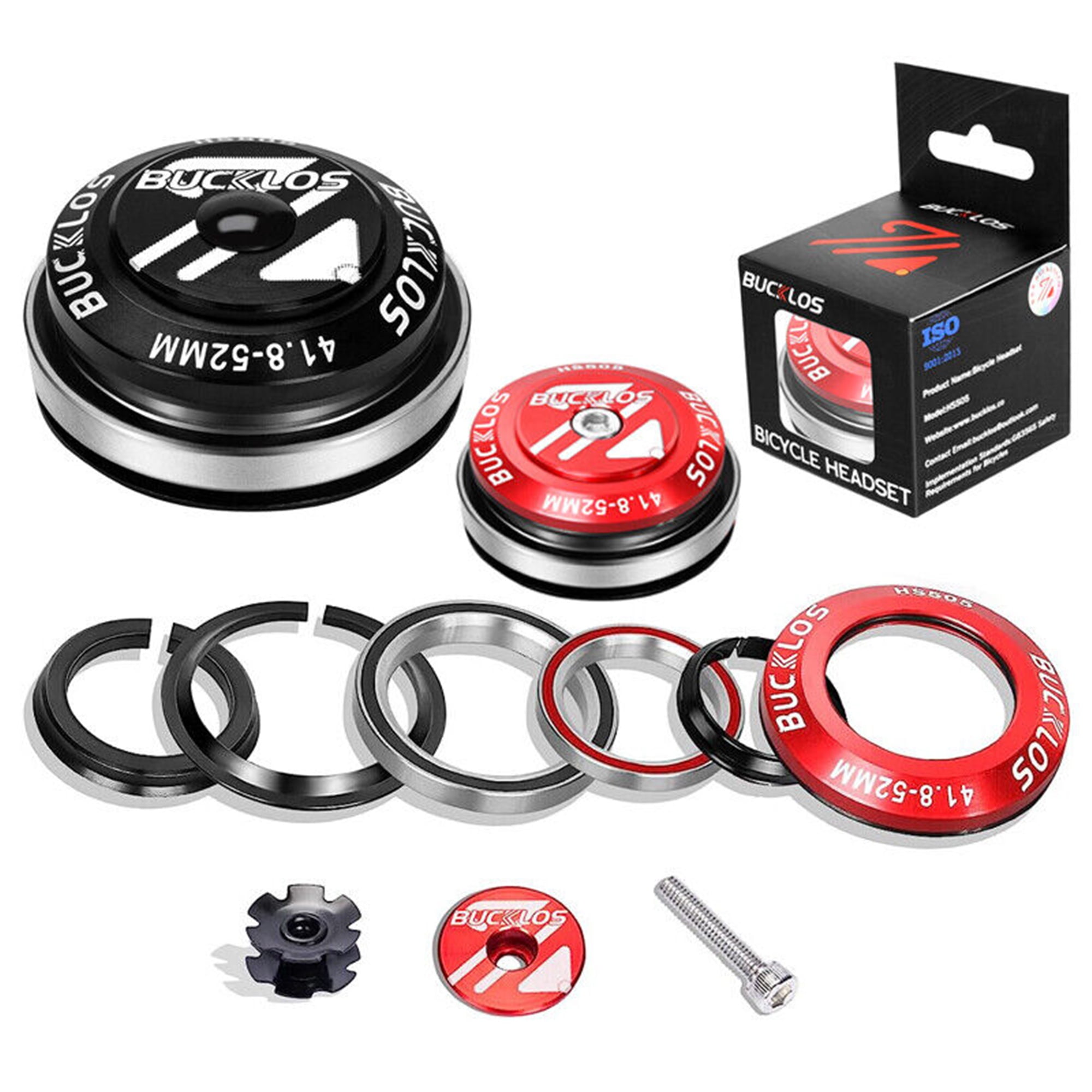 BUCKLOS MTB Bike Headset 34 44 50.6 52 55 56mm for 1 1 8 Straight Frame Sealed External Bearing Headsets