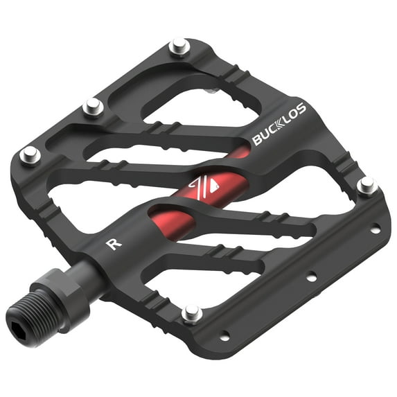 BUCKLOS MTB Flat Pedals Mountain Bike Pedals, 3 Bearings CNC Adult Road Bike Pedals, Bicycle Platform Aluminum Alloy Non-Slip Pedal for Gravel Bike/BMX 9/16"