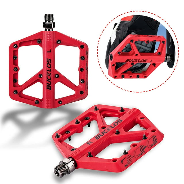 BUCKLOS MTB Pedals Mountain Bike Pedals Platform 9/16” Lightweight NonSlip Cycling Double DU