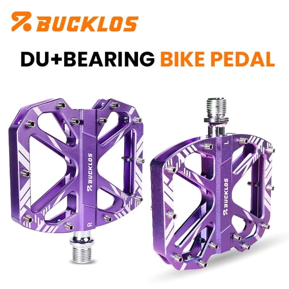 BUCKLOS Mountain Bike Pedals 9/16", DU+Sealed Bearing Flat Platform Bicycle Pedals, CNC Aluminum Alloy Wide MTB Pedals, Anti‑Slip Pins, Waterproof Dustproof for MTB BMX Folding Bikes