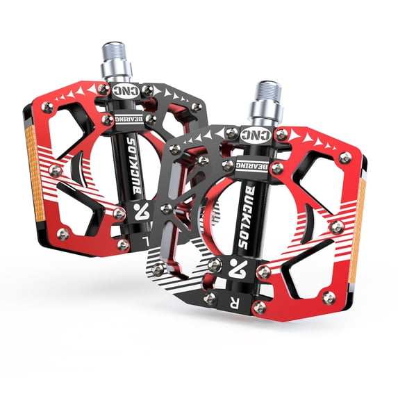 BUCKLOS Mountain Bike Pedals, CNC Machined Aluminum Flat Bike Pedals ...