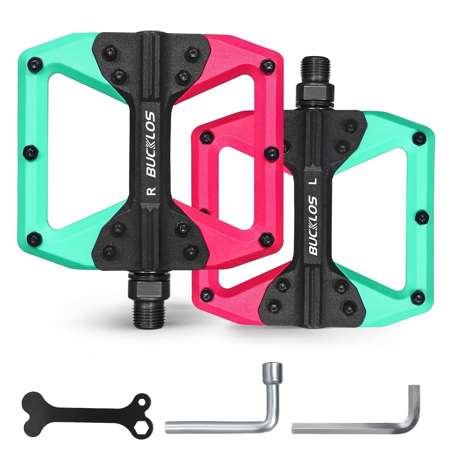 BUCKLOS Mountain Bike Pedals MTB Flat Nylon Bicycle Pedal with Large Platform Non Slip Colorful Pedals for BMX Commuter Bike 9 16 Banchi Green Black Red Walmart Business Supplies