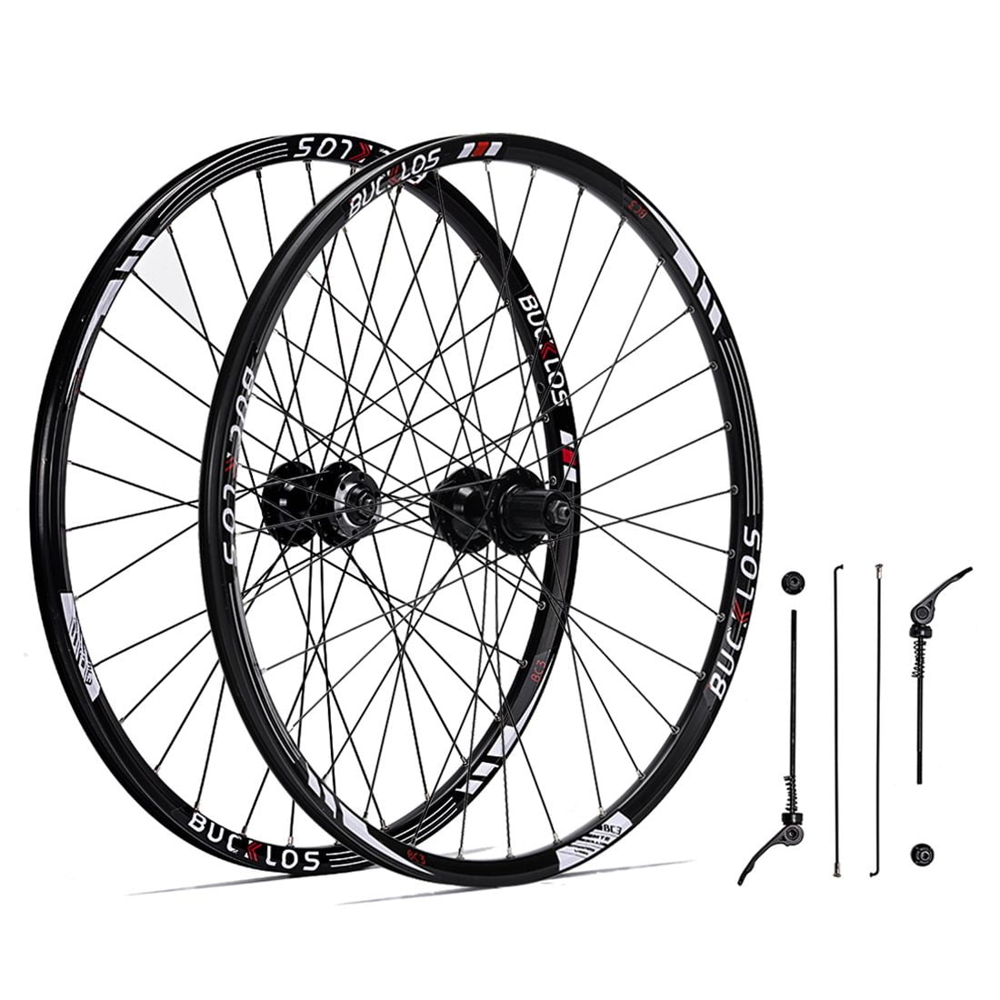 BUCKLOS Mountain Bike Wheelset 26/27.5/29 Inch, Aluminum Rim 32H Disc