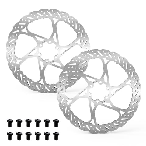 BUCKLOS RT58 2PC Bike Disc Brake Rotors with 12 Bolts,140mm 160mm 180mm 203mm MTB Stainless Steel Bicycle Brake Rotor Fit for Mountain Bikes, Road Bikes, BMX (M5 Screws)