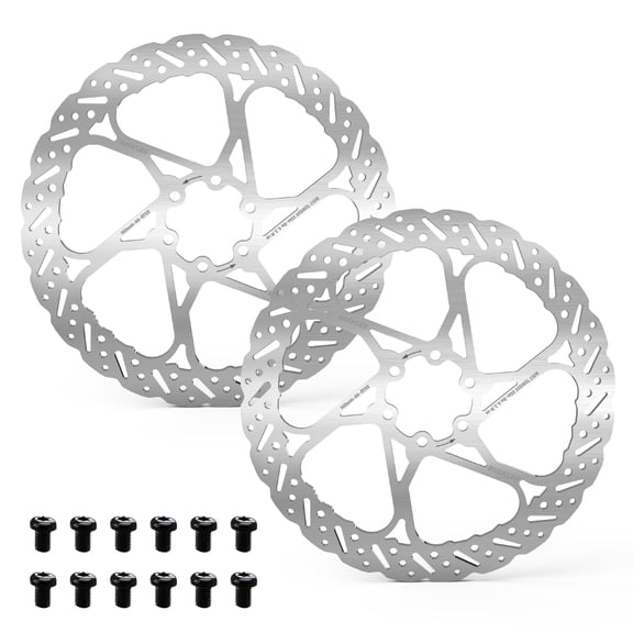 BUCKLOS RT58 2PC Bike Disc Brake Rotors with 12 Bolts,140mm 160mm 180mm 203mm MTB Stainless Steel Bicycle Brake Rotor Fit for Mountain Bikes, Road Bikes, BMX (M5 Screws)