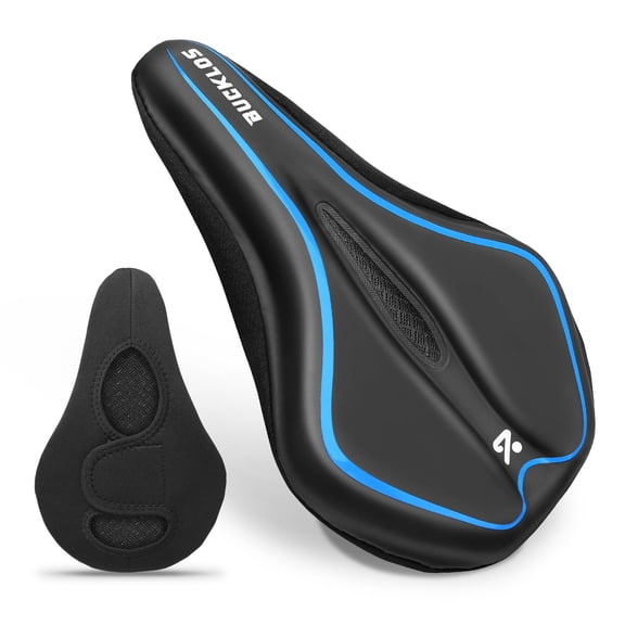 BUCKLOS SC500 Comfortable Bike Seat Cushion for Men Women Wide Bicycle Saddle Soft Memory Foam Padded Replacement Seats Fit for Peloton, Exercise Bikes, Cruiser, Ebike
