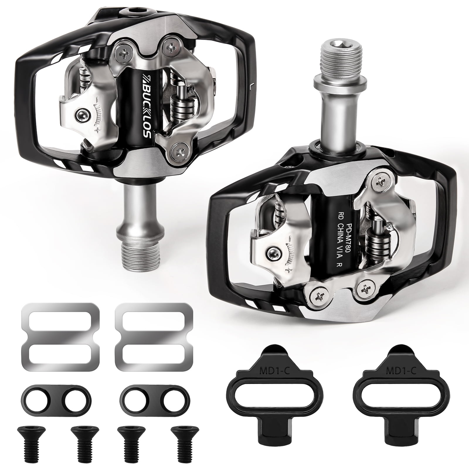 BUCKLOS SPD Clip Pedals MTB Mountain Bike Clipless Dual Sided Pedals Road Bike Sealed Bearing