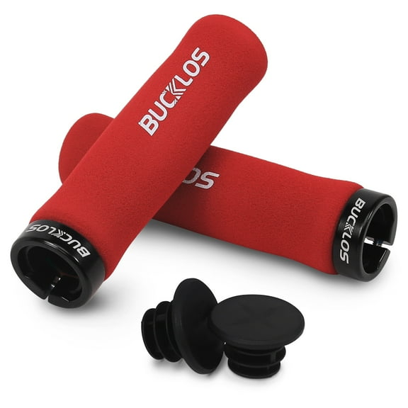 BUCKLOS Single Lock on Bike Handlebar Grips - Bicycle Foam Sponge Handle Bar Anti-Slip Comfortable Shock-Absorbing Mountain Bike Grips for MTB, BMX, Scooter, Beach Cruiser, Folding Bike