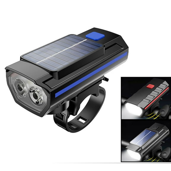 BUCKLOS USB Rechargeable Bicycle Front Light with 120dB Horn Highlight Night Riding Warning Lamp Power Solar Charing Cycling Headlight