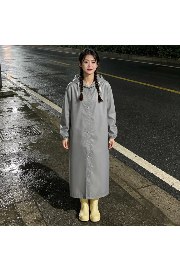 Adult Hooded Raincoat Poncho, Portable Lightweight Cloak Rain Jacket for Men and Women, Outdoor Hiking, Camping, Travel, Fishing, Cycling and Emergency Use (Gray)