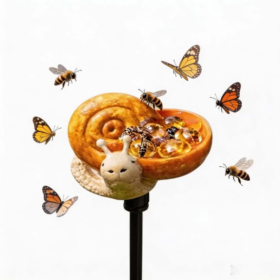 BUDAO00 Bee Watering Station, Metal Flower Bee Bath for Garden, Pollinator Butterfly Bird Water Feeder, Butterfly Bath Bowl & Bird Feeders, for Yard, Patio, Butterfly Garden (Snail)