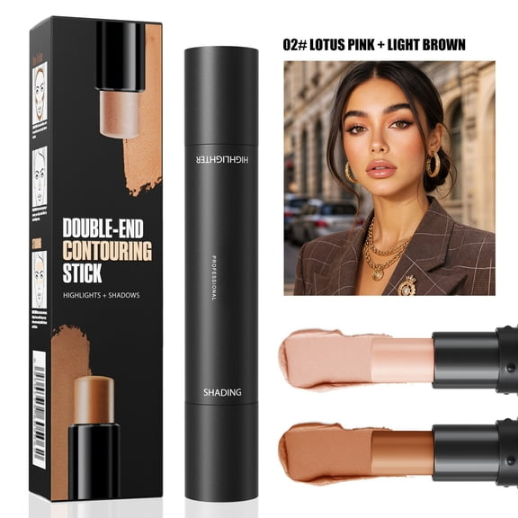 BUDAO00 Double Ended Contour Stick, Highlight and Sculpt Cream Makeup with Light and Deep Ends, Face Contouring Stick for Cheeks, Nose, Jawline and Everyday Makeup, for Natural Definition