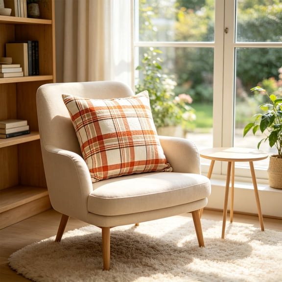 BUDAO00 Fall Tartan Plaid Decorative Throw Pillow, Classic Checkered Accent Cushion for Sofa, Chair, Couch, Bedroom, Living Room, Thanksgiving and Autumn Seasonal Home Decor, 17.72 Inch
