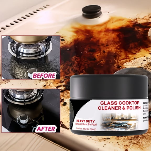 BUDAO00 Glass Cooktop Cleaner and Polish, Heavy Duty Ceramic Stove Top Cleaner Paste for Burnt On Food, Grease, Cooked On Residue, Smooth Glass Ranges and Kitchen Surface Care, 80g