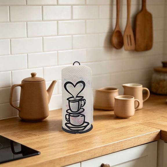 BUDAO00 Heart Paper Towel Holder for Countertop, Decorative Metal Paper Towel Holder with Rustic Cottagecore Kitchen Decor, Coffee Lover Gifts Kitchen Accessory for Home
