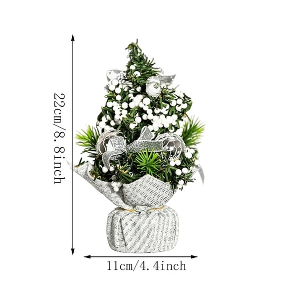 BUDAO00 Tabletop Christmas Tree 9” Mini Artificial Christmas Tree, Miniature Pine Tree, Tabletop Small Xmas Tree with Burlap Weighted Base, for Christmas Table Center Piece (E)