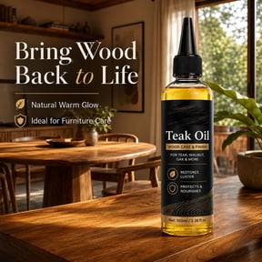 BUDAO00 Teak Oil Wood Care Finish, Furniture Wood Oil with Precision Tip for Teak, Walnut, Oak, Hardwood Tables, Chairs, Cabinets, Shelves, Indoor and Outdoor Wood Surfaces, 100ml