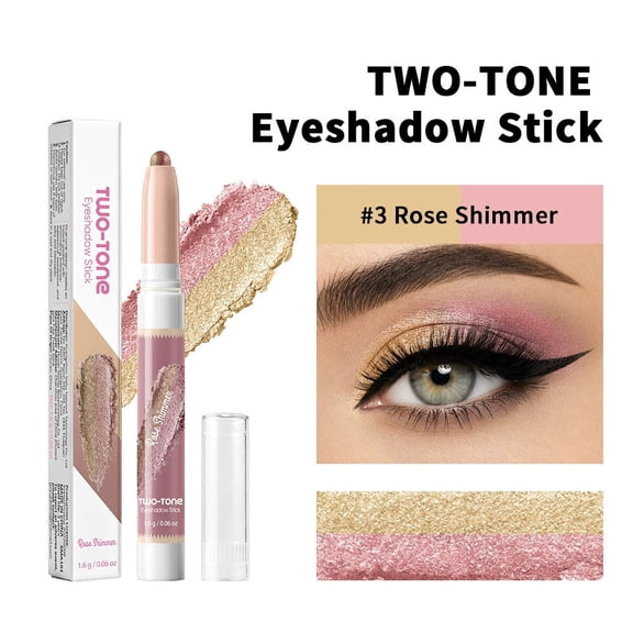 BUDAO00 Two Color Eyeshadow Stick, Dual Tone Gradient Shimmer Eye Makeup Pencil with Pearl Finish, Coordinated Shades and Layered Color Styling