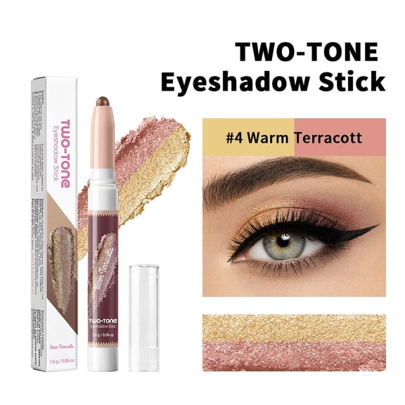BUDAO00 Two Color Eyeshadow Stick, Dual Tone Gradient Shimmer Eye Makeup Pencil with Pearl Finish, Coordinated Shades and Layered Color Styling