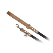 BUDDY BELT Pebble Grain Accent Leather Nylon Leash Caramel - Premium Edition 1/2" x 4