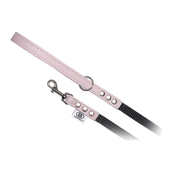 BUDDY BELT Pebble Grain Accent Leather Nylon Leash Pink - Premium Edition (1/2" x 4')