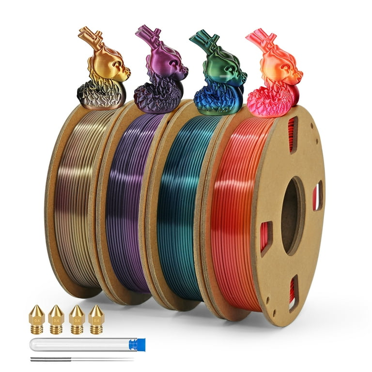 Creality Silk PLA 3D Printer Filament, PLA Filament 1.75mm Silk Shiny PLA  Filament +/-0.02mm, 3D Printing Filament 1KG/2.2lb, (Silver)