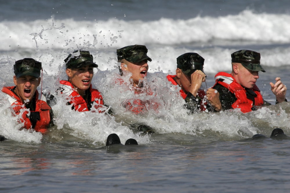BUDS students participate in a surf passage exercise Canvas Art - Stocktrek Images (35 x 23)