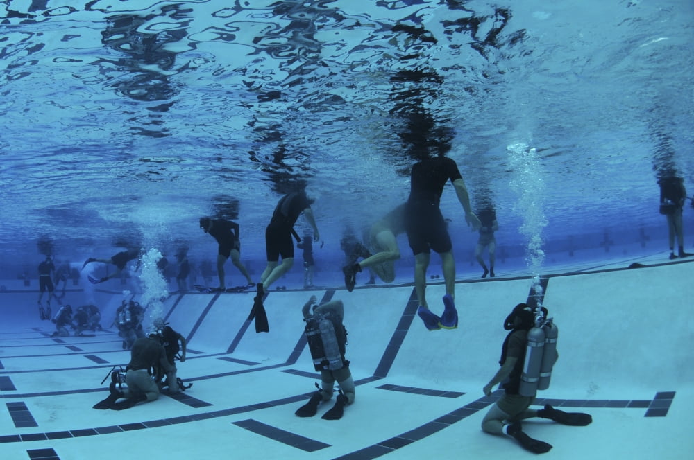 BUDS students participate in underwater night gear exchange during the second phase of training Canvas Art - Stocktrek Images (35 x 23)