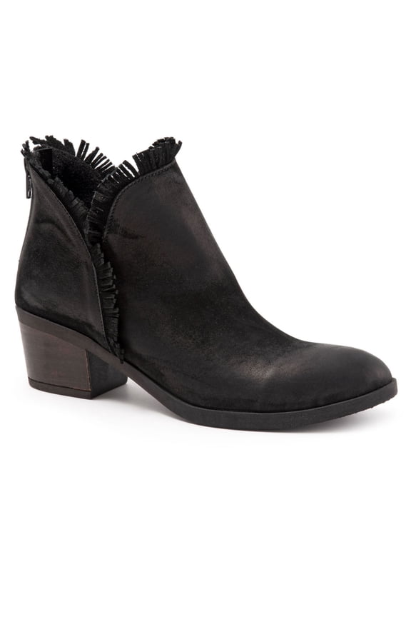BUENO Womens Black Fringed Padded Cathy Almond Toe Block Heel Zip-Up Leather Booties 36