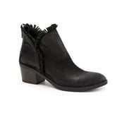 BUENO Womens Black Fringed Padded Cathy Almond Toe Block Heel Zip-Up Leather Booties 36