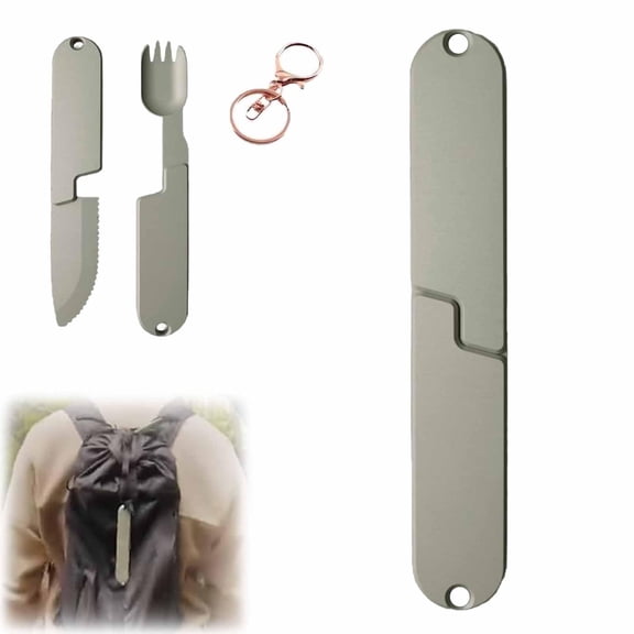 BUERCWS 2 In 1 Camping Eating Utensils Set, Reusable Magnetic Detachable Cutlery, Camping Utensil Set, Portable Pocket Combination Knife and Fork Backpacking Gear for Outdoor Fishing Travel(1pc)