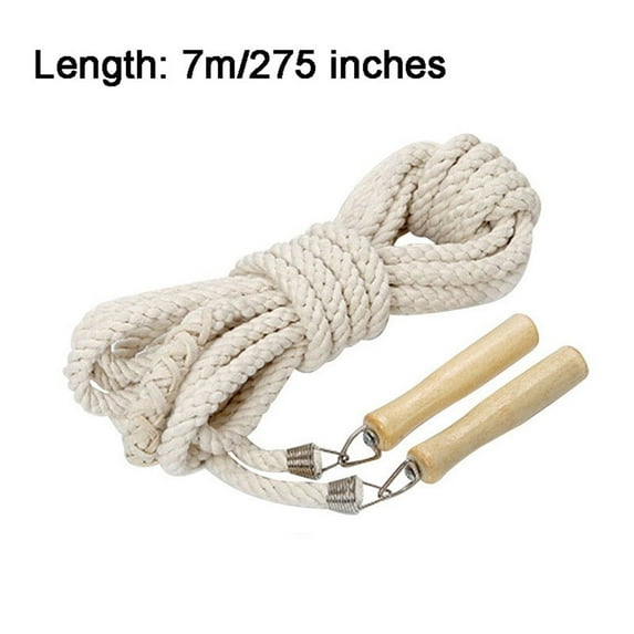 BUERCWS Jump Rope for Kids - Multi Player Linen Rope, Wooden Handle, Cotton Braided Fitness Skipping Rope for Toddler Fitness Workout Exercise Outdoor Activity