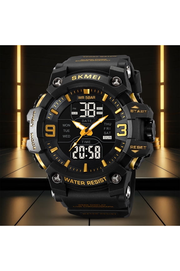 Men's LED Digital Watch - Military-Inspired, 30M Splashproof, Alarm/Timer/Stopwatch, Stainless Steel Mesh Band, Fashionable for Office & Outdoors