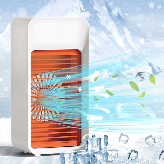 BUERCWS Mini Air Conditioner Fan - Hydro-Chill System Cools Dry Wind Fast, Top Fill Water Tank & 3 Speed Settings, Perfect for Home or Travel