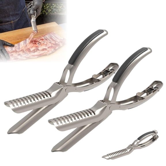 BUERCWS Rib Prep Pro Stainless Steel Rib Membrane Remover Tool - BBQ Rib Skinner with Arc Clamp & Non-Slip Grip for Easy Membrane Removal, Kitchen Gadget for Barbecue Enthusiasts & Chefs (2PC)