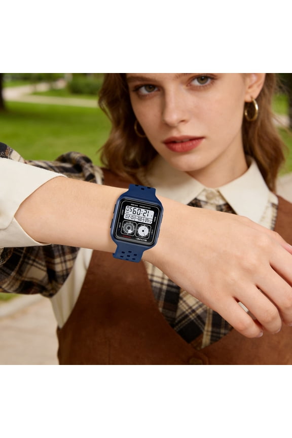 Water Resistant Digital Watch for Daily Wear - Sweatproof & Splash Proof - Durable Electronic Watch with Alarm - Black