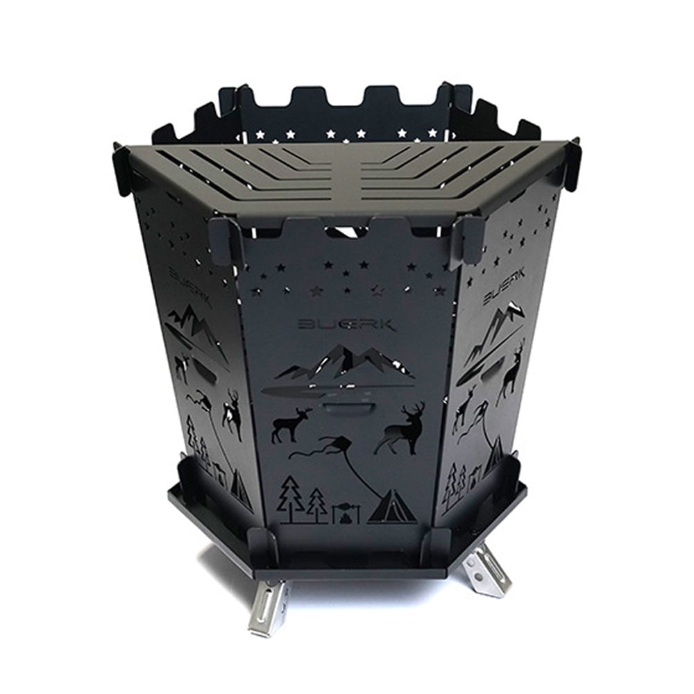 BUERK Brazier,Stainless Steel Brazier Picnic BBQ Firewood Steel Brazier