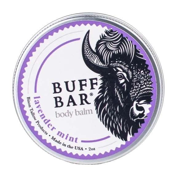Big Crazy Buffalo BUFF BAR All Purpose Dry Skin Relief Bison Tallow Body Butter with Bison Tallow Balm, Lavender Mint, 2 oz