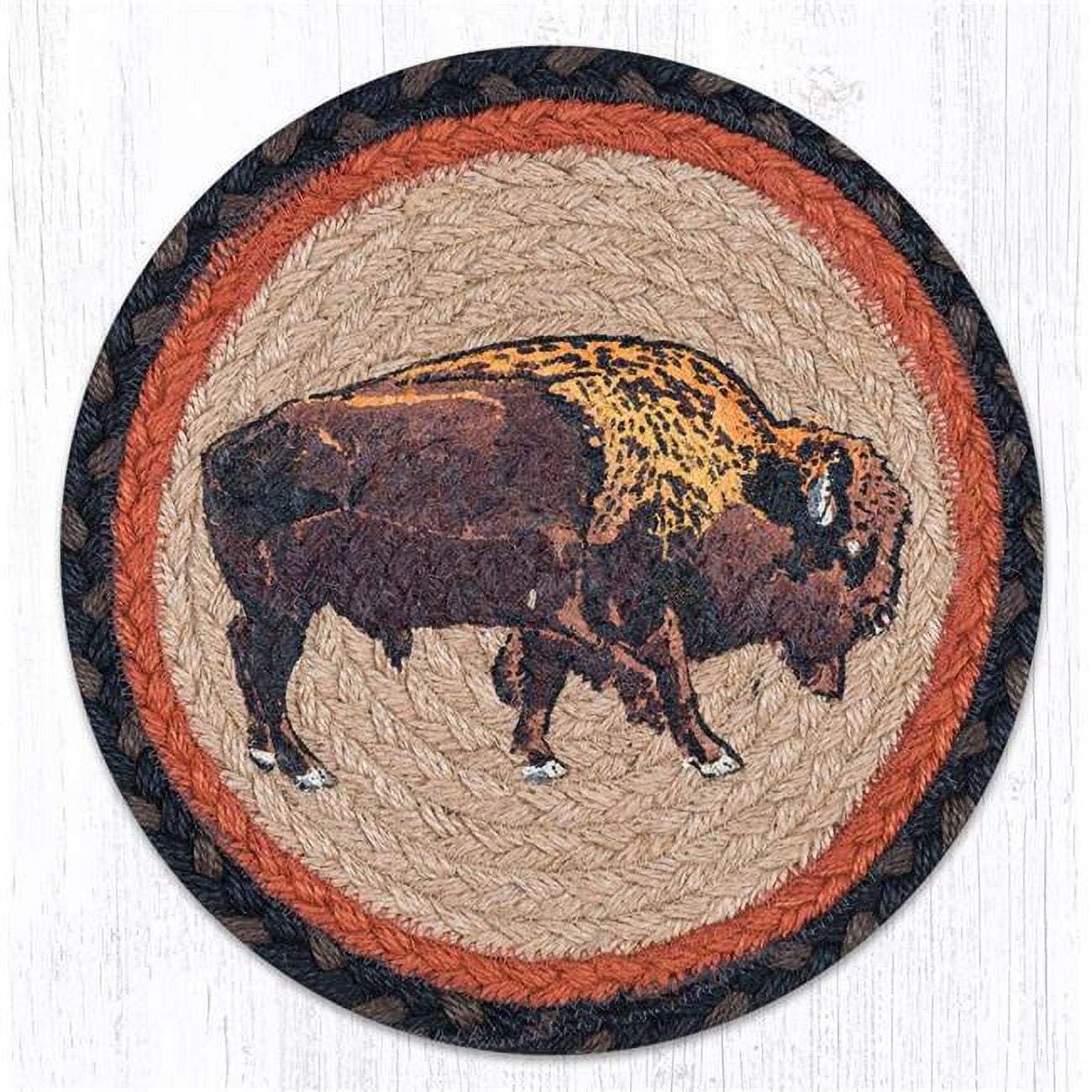 Earth Rugs Pumpkin Patch Trivet - 10 Inch Round, Natural Jute, Hand-Stenciled, Heat Resistant Placemat