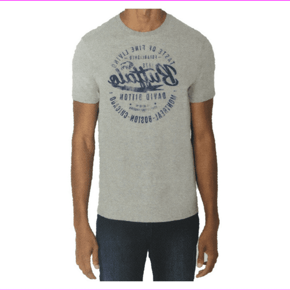 BUFFALO David Bitton Men's Logo Graphic T-Shirt. GREY L