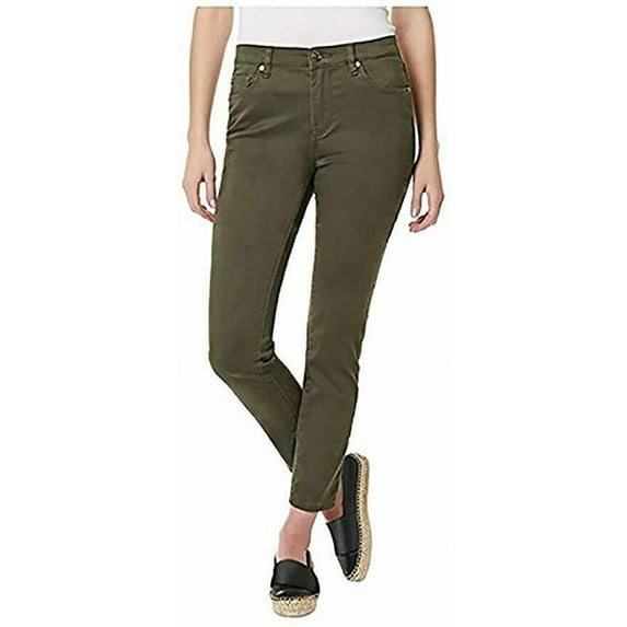BUFFALO David Bitton Women's Mid-Rise Ankle Skinny Stretch Jeans, Green 12/32
