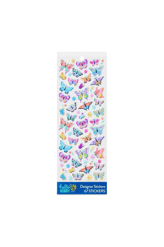 Multicolor Butterfly Mini Puffy Designer Stickers, 67 Count