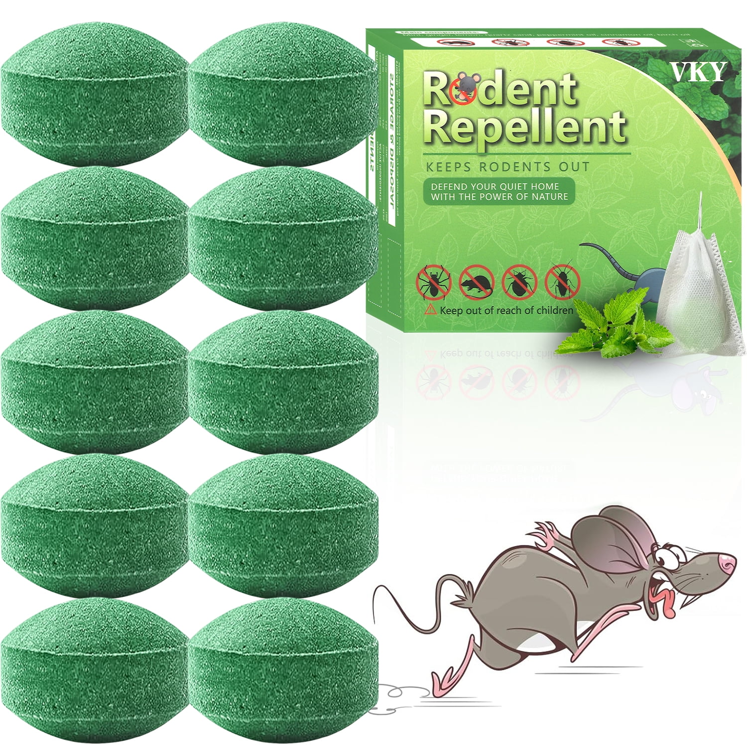 Vamoo 10 Pack Mice Repellent Peppermint Oil Rat Moth Ball for Indoor House Garage Car Engine