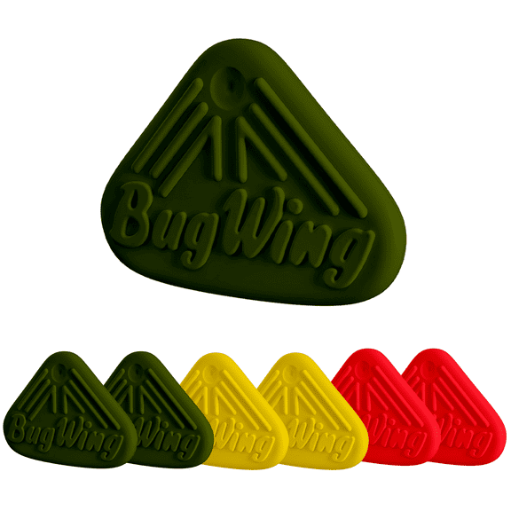 BUG WING Panfish Lures 6PK | Prevents Swallowing the Hook | Easy Unhooking | Attracts Crappie, Sunfish, Bluegill, & Other Small Mouth Fish (Green Pumpkin, Red, Yellow)
