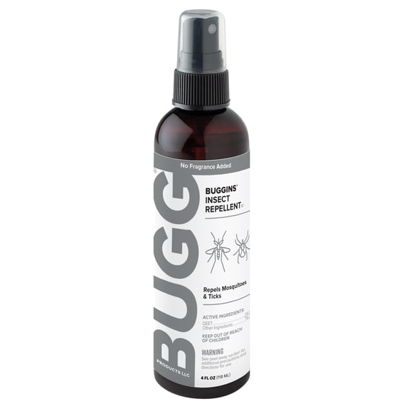 BUGGINS IV No Fragrance Added - Insect Repellent - Mosquitoes, Gnats, Ticks, and Biting Flies, 25% DEET - 4 oz Pump Spray Bottle