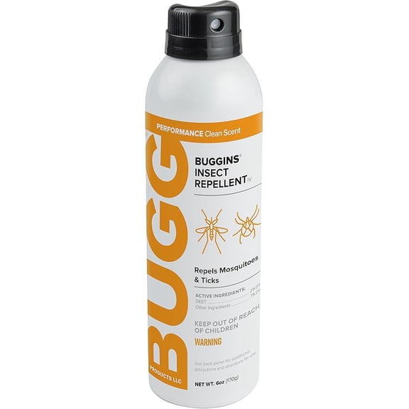 Bugg Products LLC Buggins IV Performance Insect Repellent Spray - 25% DEET, Powdery Scent - 6 oz